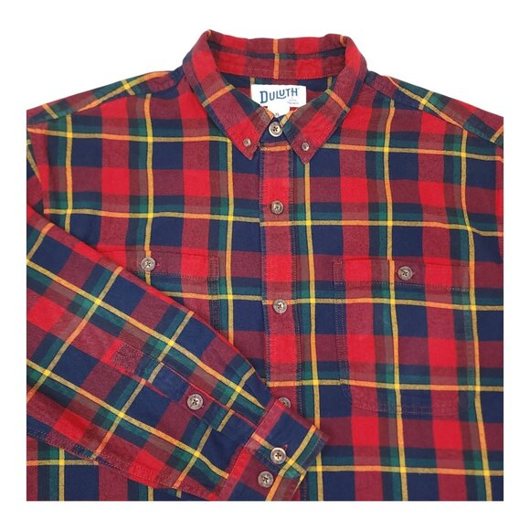 Duluth Trading Co Mens XL Plaid Flannel Shirt Relaxed Fit Under Arm Gusset - Picture 12 of 12